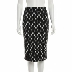 Bobeau Black and White Geometric Pencil Skirt